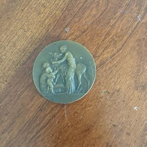 Antique Bronze Medallion “The Happy Age” “L'Age Heureux” By Victor Peter 1900